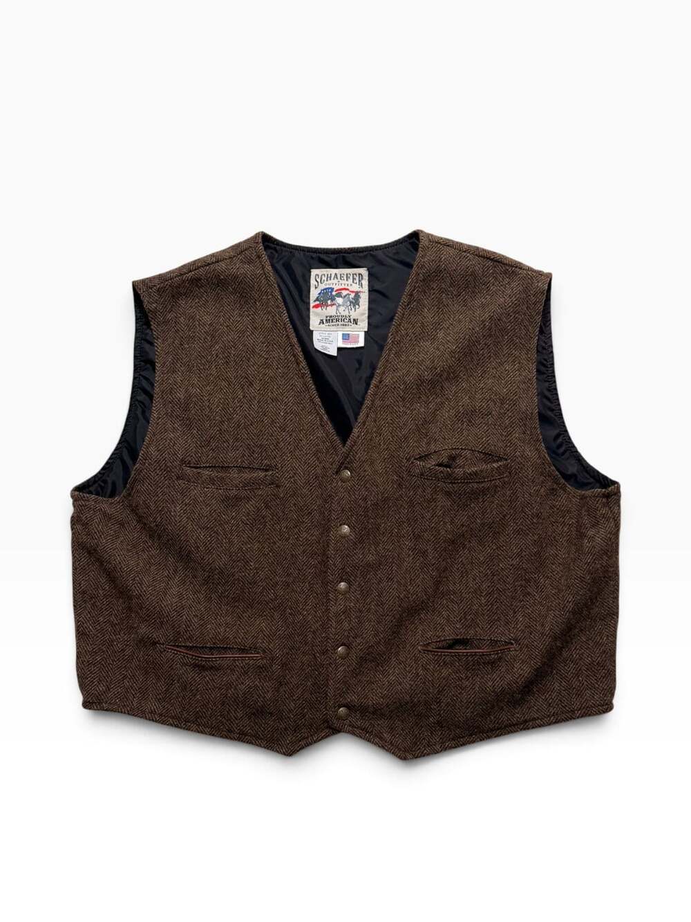 Schaefer Outfitter Vest Size 3X-Large Brown Wool Herringbone